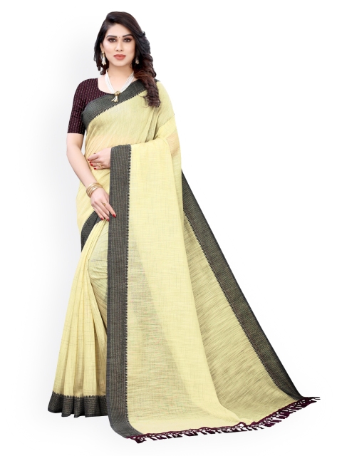

KALINI Yellow Solid Polycotton Saree