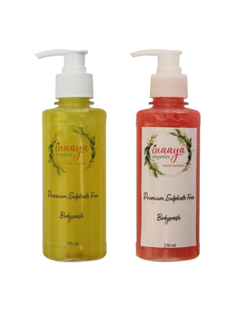 

Inaaya Organics Unisex Pack of 2 Lemon Grass & Sheaa Love Body Wash Shower Gel 250 ml Each, Multi