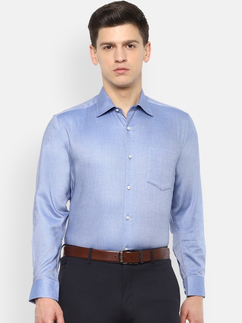 

Van Heusen Men Blue Regular Fit Self Design Cotton Formal Shirt