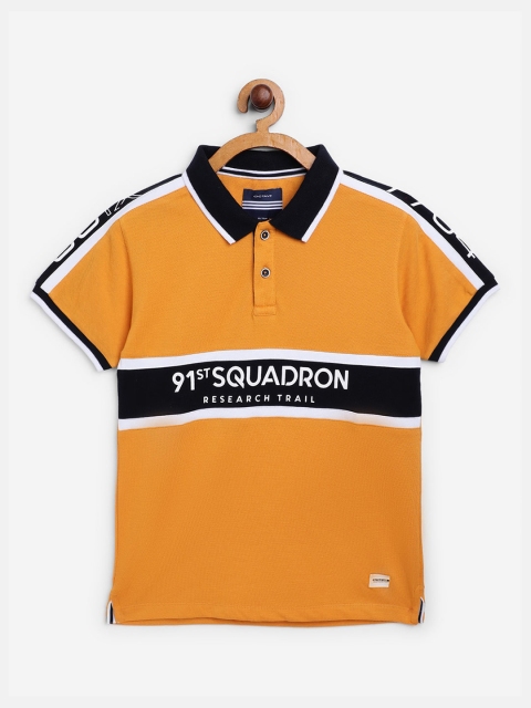 

Octave Boys Yellow Colourblocked Polo Collar Cotton T-shirt