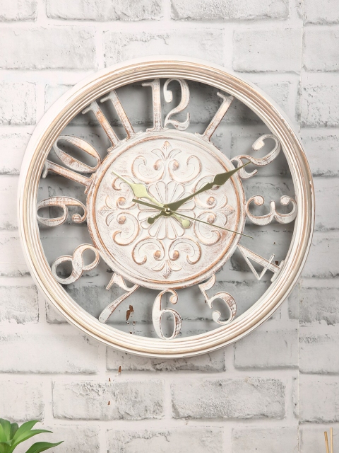 

House Of Accessories White Textured Vintage Wall Clock 36.5 cm