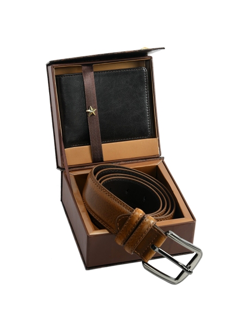 

Kastner Men Brown & Black Solid Belt and Wallet Combo