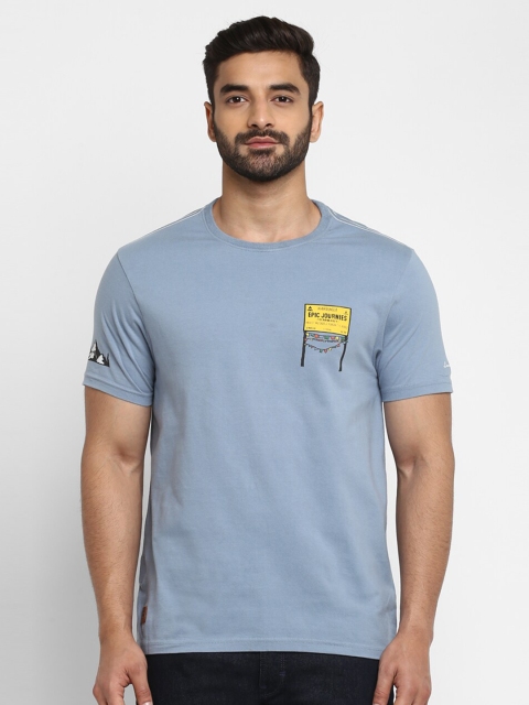 

Royal Enfield Men Blue Printed Round Neck T-shirt