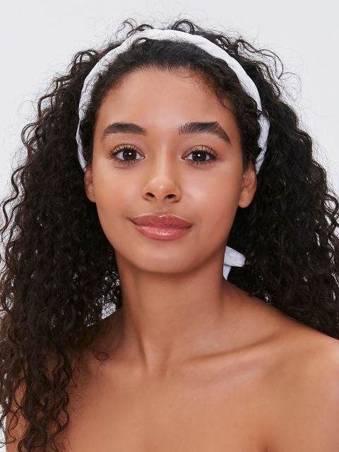 

FOREVER 21 Women White Braided Bow Headwrap