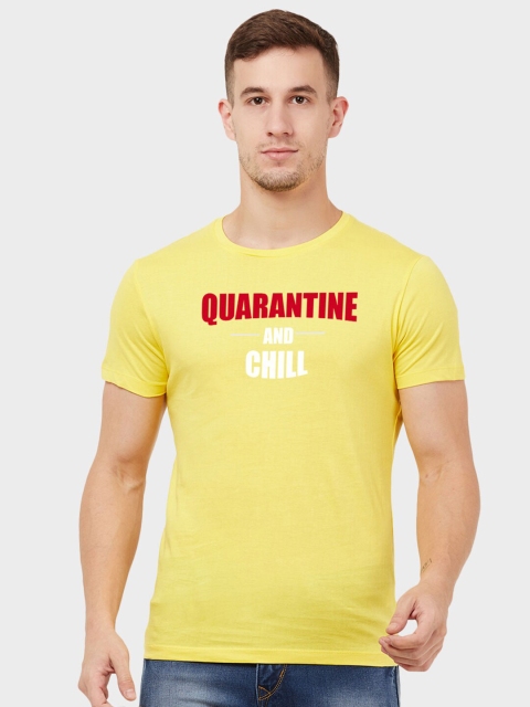 

Free Authority Men Yellow Printed Round Neck Pure Cotton T-shirt
