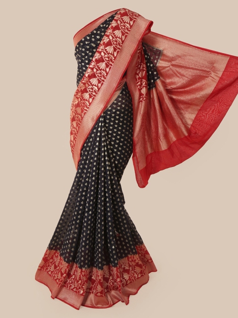 

Pothys Black Pure Silk Woven Design Banarasi Saree