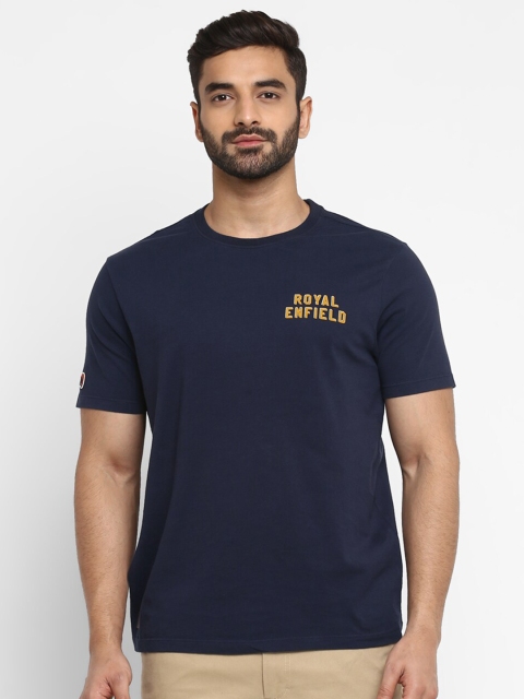 

Royal Enfield Men Navy Blue Printed Round Neck T-shirt