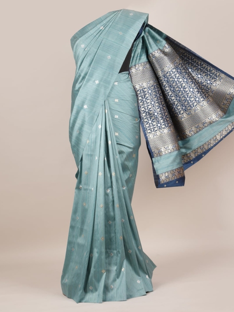 

Pothys Blue Solid Pure Silk Saree