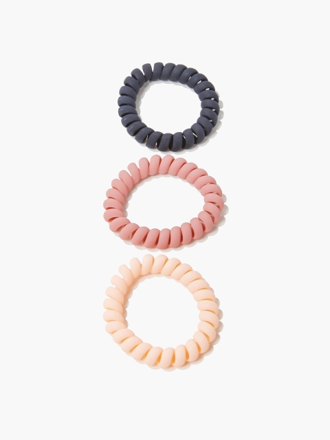

FOREVER 21 Women Black & Nude-Coloured Set of 3 Ponytail Holders