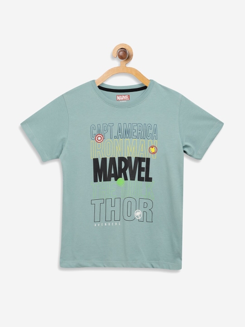 

Octave Boys Blue Marvel Print Round Neck Cotton T-shirt