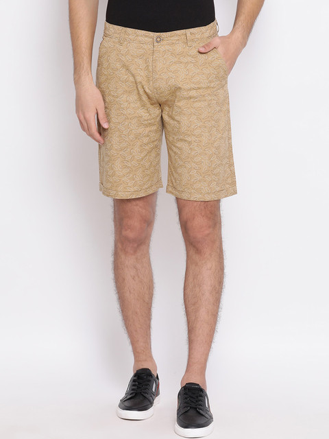 

Crimsoune Club Men Beige Printed Slim Fit Regular Cotton Shorts