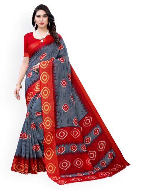 

KALINI Grey Cotton Printed Saree