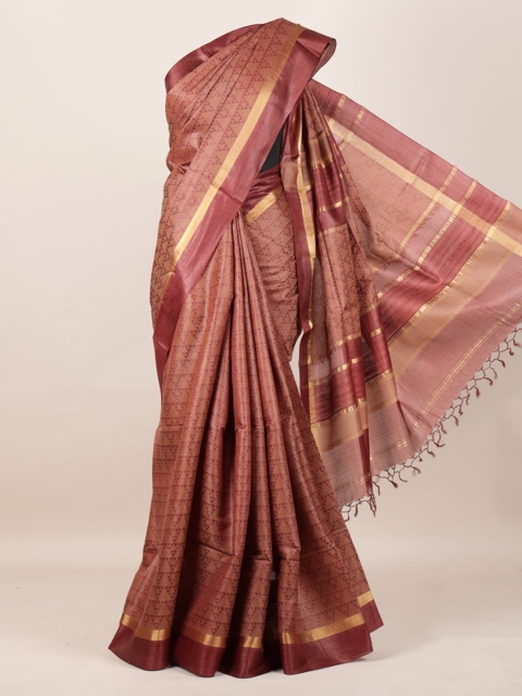 

Pothys Maroon Pure Silk Woven Design Tussar Saree