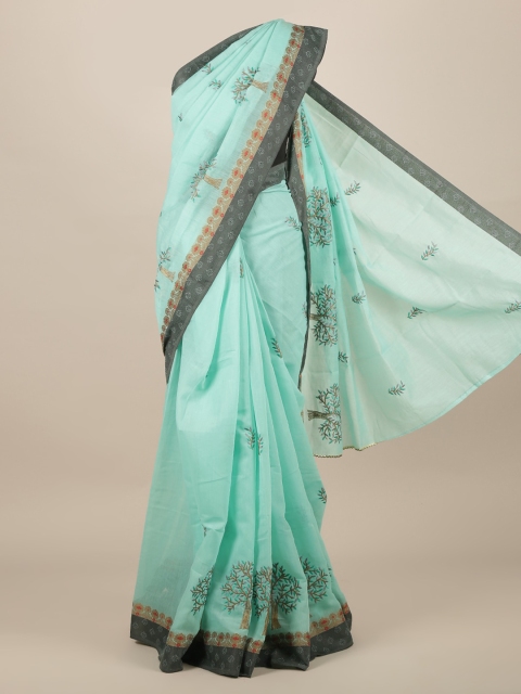 

Pothys Blue Printed Jute Silk Saree