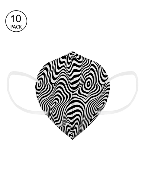 

Status Pack Of 10 White & Black Printed 4-Ply Reusable KN95 Masks