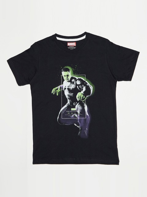 

Octave Boys Navy Blue Hulk Print Round Neck Cotton T-shirt
