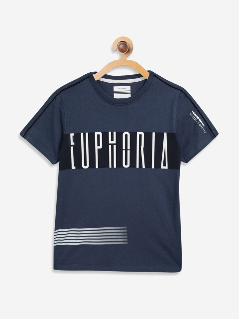 

Octave Boys Blue Printed Round Neck Cotton T-shirt
