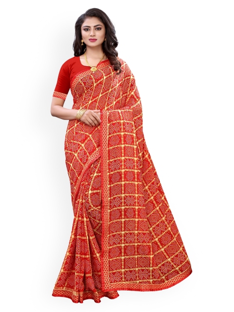 

KALINI Multicoloured Pure Georgette Printed Bandhani Saree, Multi