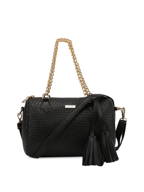 

Kazo Black Basket Weave Bowling Shoulder Bag