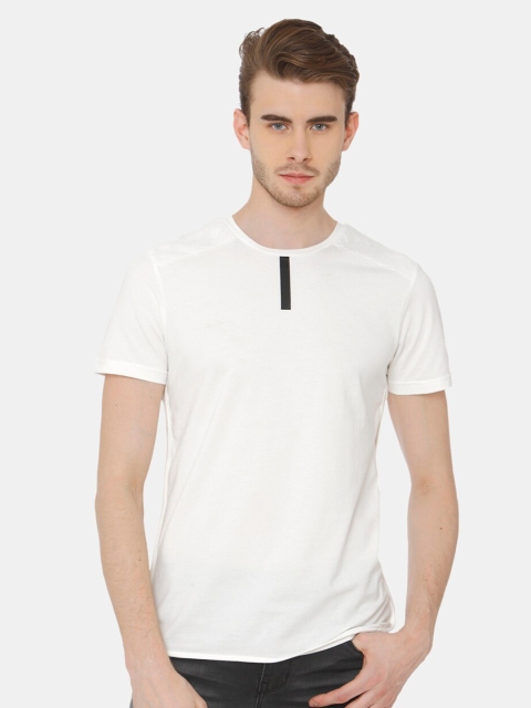 

Rex Straut Jeans Men White Solid Henley Neck T-shirt