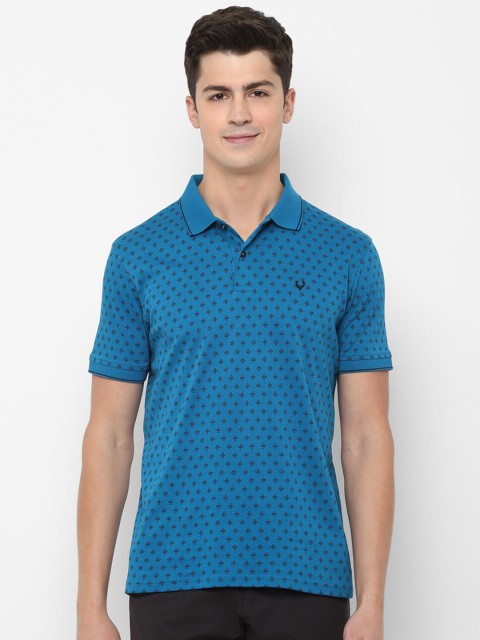 

Allen Solly Men Blue Printed Polo Collar Pure Cotton T-shirt