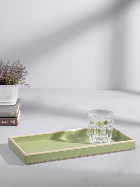 

Pure Home and Living Green Solid Rectangular Serving Tray