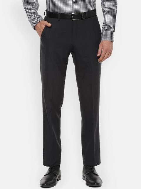 

Louis Philippe Men Grey Slim Fit Solid Formal Trousers