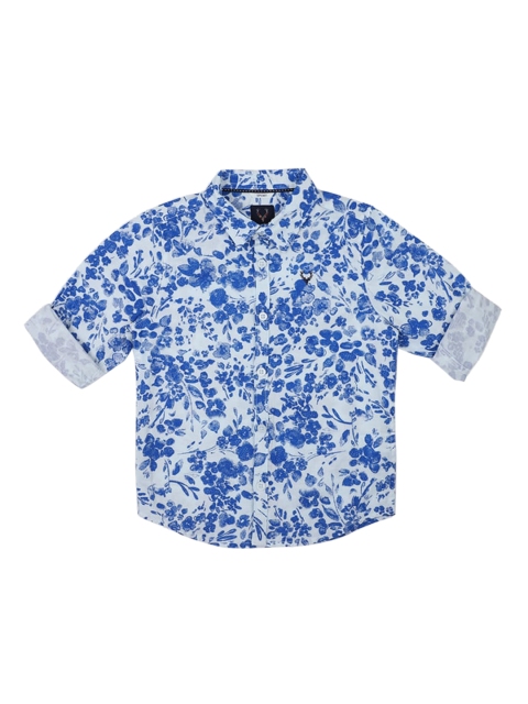 

Allen Solly Junior Boys Blue Pure Cotton Regular Fit Floral Print Casual Shirt