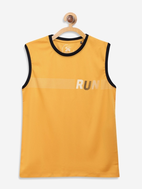 

Octave Boys Mustard Printed Round Neck Cotton Pure Cotton T-shirt