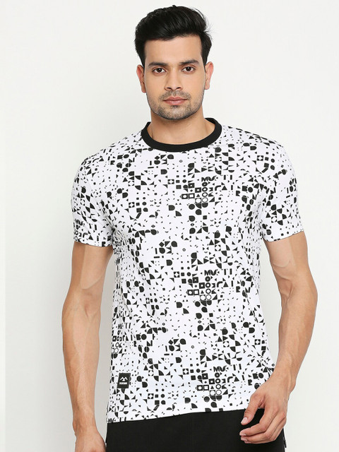 

Mufti Men Whit & Black Printed Round Neck T-shirt, White