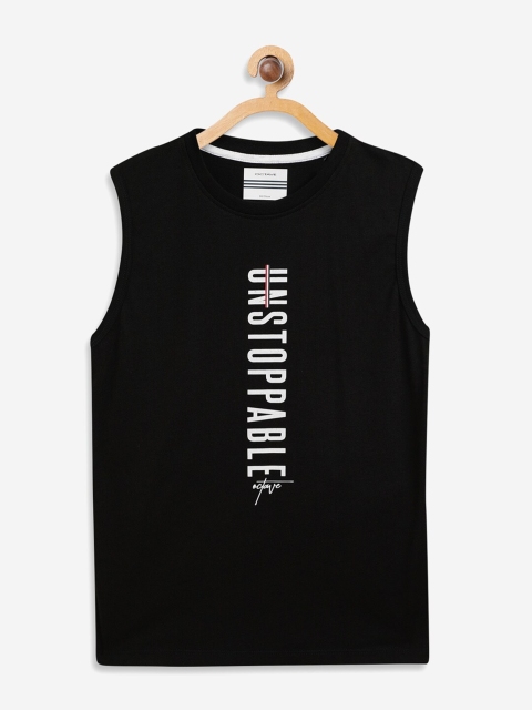 

Octave Boys Black Printed Round Neck Cotton Pure Cotton T-shirt
