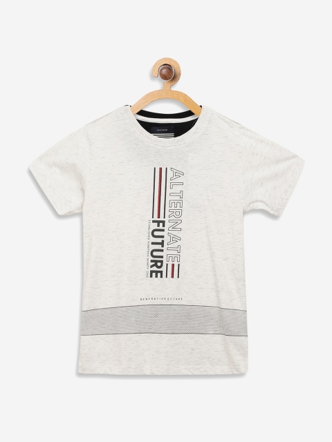 

Octave Boys Off-White Printed Round Neck Cotton T-shirt
