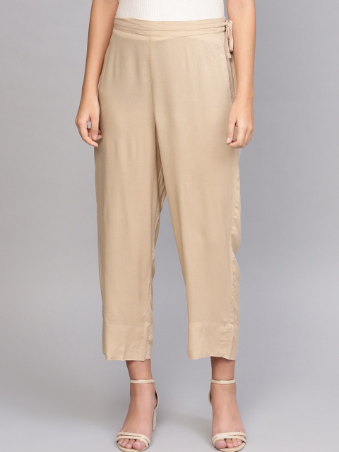 

Varanga Women Beige Parallel Trousers