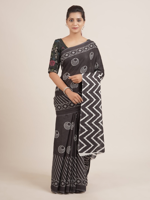 Pothys Black Printed Pure Cotton Saree