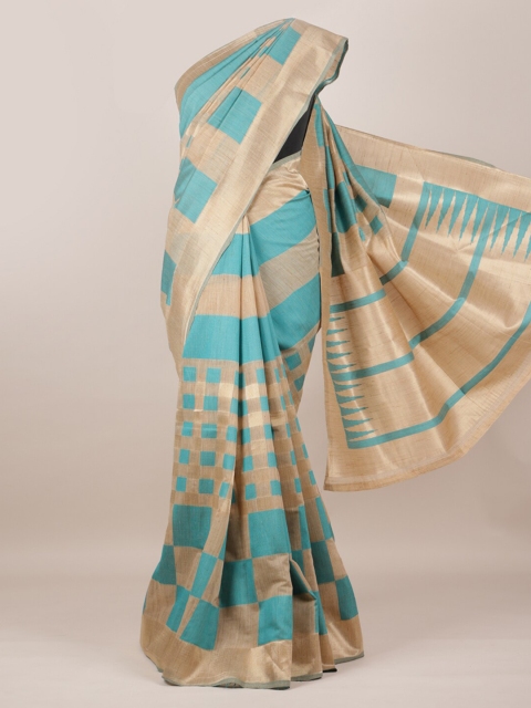 

Pothys Beige & Blue Pure Silk Printed Saree