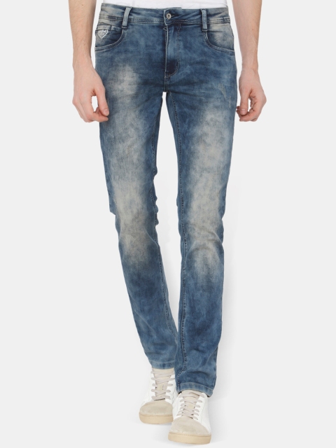 

Rex Straut Jeans Men Blue Slim Fit Mildly Distressed Heavy Fade Jeans