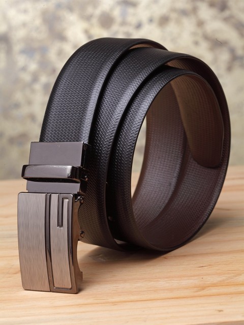 

Teakwood Leathers Men Black & Brown Reversible Textured Belt