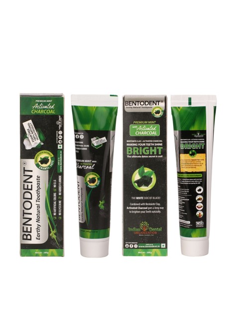 

BENTODENT Charcoal Mint Toothpaste Twin Pack, 100g each, Brown