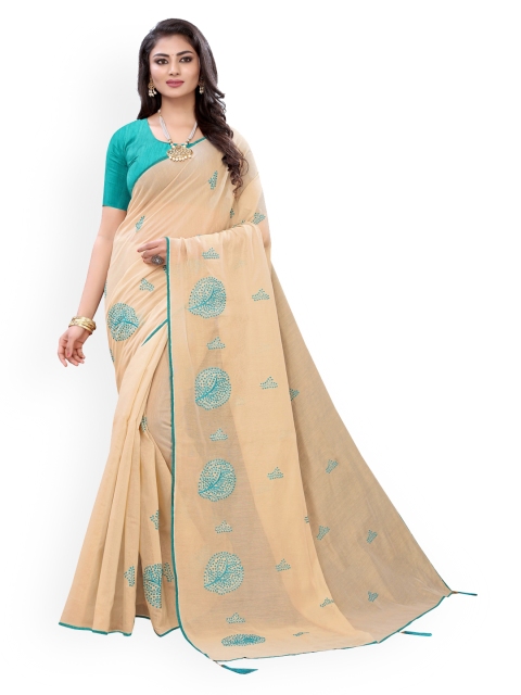 

KALINI Beige Embroidered Saree