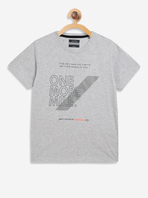 

Octave Boys Grey Printed Round Neck Cotton Pure Cotton T-shirt