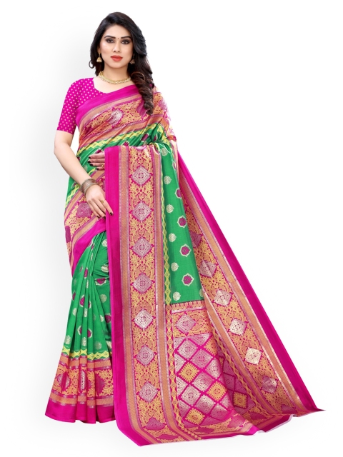 

KALINI Green & Pink Poly Silk Printed Saree