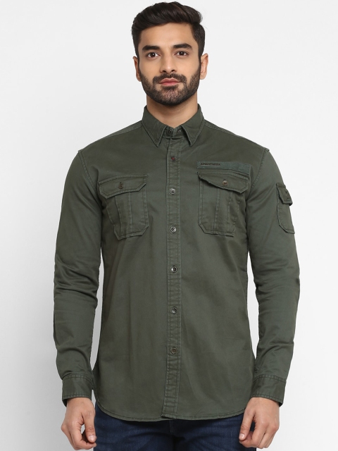 

Royal Enfield Men Olive Green Regular Fit Solid Casual Shirt