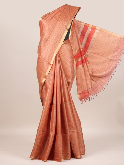 

Pothys Maroon Pure Silk Woven Design Tussar Saree