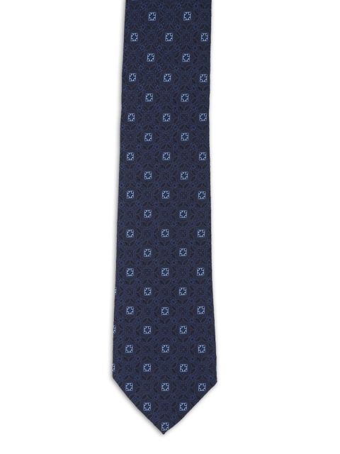 

Peter England Navy Blue & White Woven Design Broad Tie