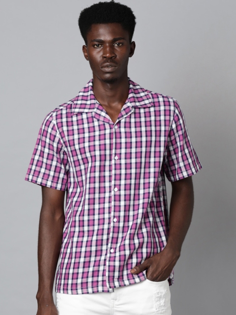

Blue Saint Men Pink & White Regular Fit Checked Casual Shirt
