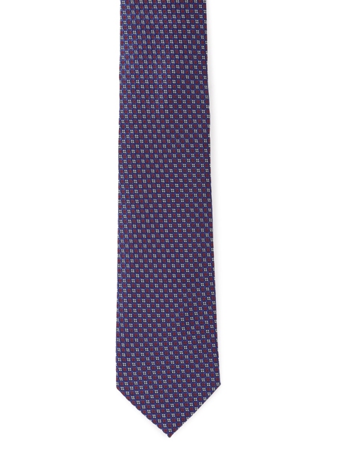 

Louis Philippe Men Navy Blue & White Woven Design Broad Tie