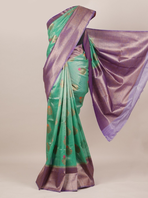

Pothys Green & Purple Pure Silk Woven Design Saree