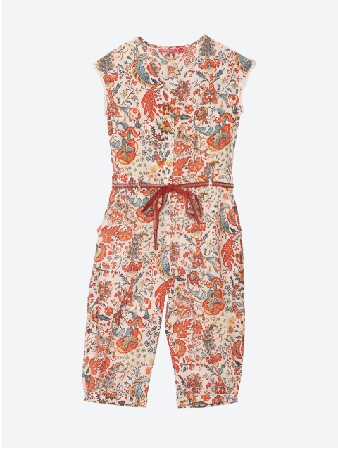 

Biba Girls Off-White & Brown Printed Basic Jumpsuit