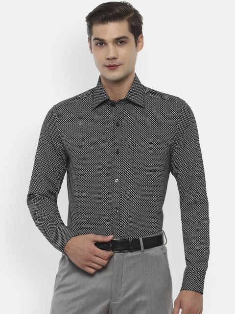 

Louis Philippe Men Black Regular Fit Printed Cotton Formal Shirt