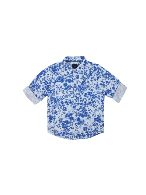 

Allen Solly Junior Boys Blue Pure Cotton Regular Fit Floral Print Casual Shirt
